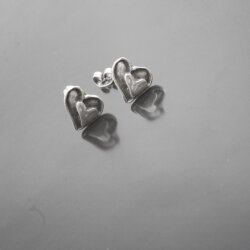 Heart stud earrings, 1,0x1,0 cm