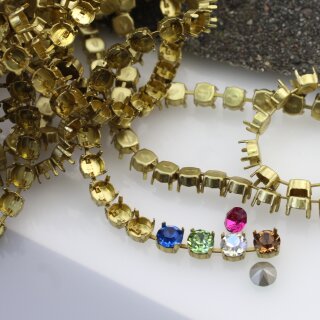 1 m Roh Messing Kesselkette fr 8 mm Chatons, Rivoli Swarovski Kristalle