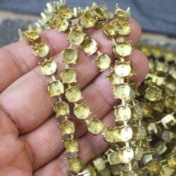 1 m raw Brass empty necklace cupchain for 8 mm Chatons or Rivoli Crystals