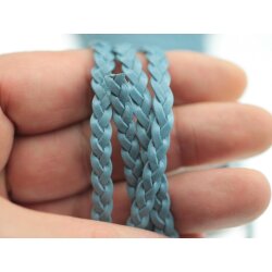 1 m flat braided leather cord Baby Blue