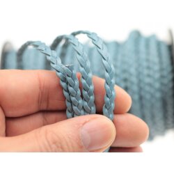 1 m flat braided leather cord Baby Blue