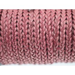 1 m flat braided leather cord Fuchsia