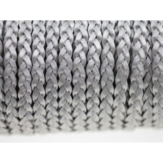 1 m Flach geflochtenes Lederband Grey Metallic