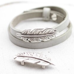5 Feather Sliderbeads for 10x2 mm flat braided leather