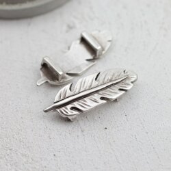 5 Antique Silver Feather Spacer Beads