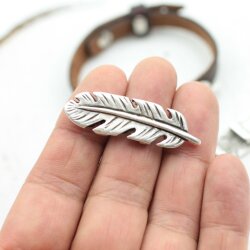 5 Feather Sliderbeads for 10x2 mm flat braided leather