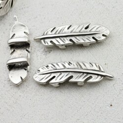 5 Feather Sliderbeads for 10x2 mm flat braided leather