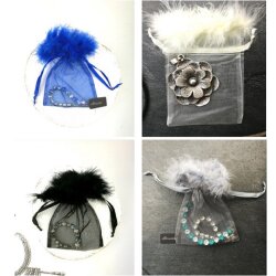 10 Organza pouches with Feather 10x15 cm