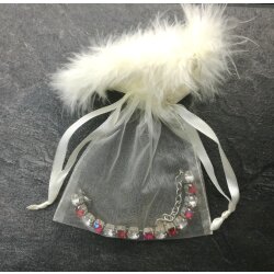 10 Organza pouches with Feather 10x15 cm