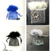 10 Organza pouches with Feather 10x15 cm