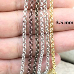 3,5 mm Round Rolo Chain for jewelry making, Gold Chain,...