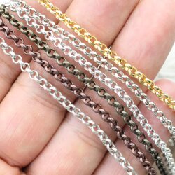 3,5 mm Round Rolo Chain for jewelry making, Gold Chain, Silver Chain, Brass Chain, Antique Coper, Antique Silver Chain, 100 cm