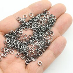 100 Brass open Jump Rings 5*1 mm, Antique Silver