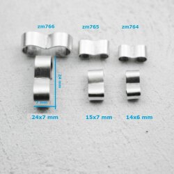 10 Metallperlen Klemmen, Schiebeperlen 14x6 mm (Ø 4-5 mm)