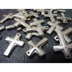 10 Kreuz Anhänger 19x15 mm, altsilber