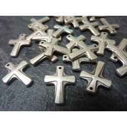 10 Cross Pendants 19x15 mm, Antique Silver