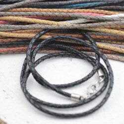 braided leather necklace, thickness 4 mm, 90 cm