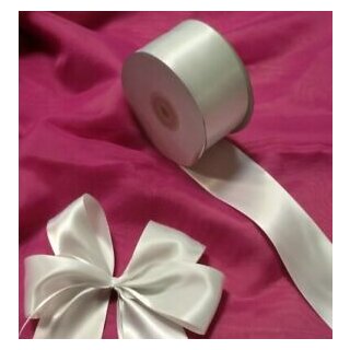 SATIN RIBBON 25 m x 50 mm (5 cm) gift cord, gift ribbon, dobble sided, white