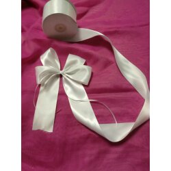 SATIN RIBBON 25 m x 50 mm (5 cm) gift cord, gift ribbon, dobble sided, white