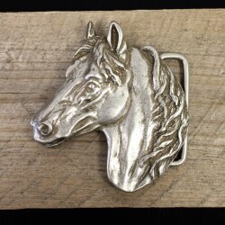 Antique Silver Belt buckle Horsehead, Western belt buckle