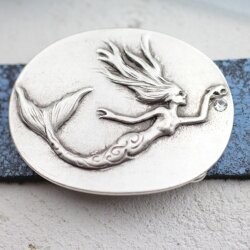 Mermaid belt buckle, 7,4x5,5 cm with 4 mm Chatons...