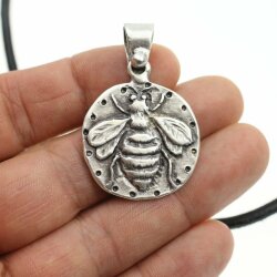 1 Bee Pendant 30 mm (Ø 3 mm), antique silver