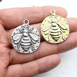 1 Bee Pendant 30 mm (Ø 3 mm), antique silver