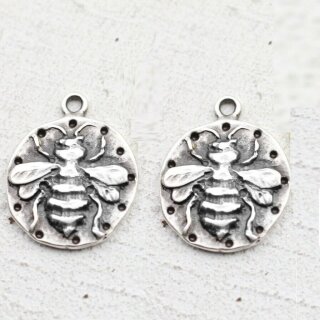 10 Bienen Anhnger 20 mm ( 2 mm), altsilber