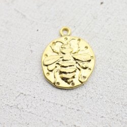 10 Bee Pendants 20 mm (Ø 2 mm), antique silver