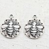 10 Bienen Anhänger 20 mm (Ø 2 mm), altsilber