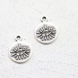 10 Antique Silver Evil Eye Charms Pendant