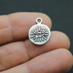 10 Antique Silver Evil Eye Charms Pendant