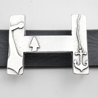 Anchor Maritime H Belt Buckle - Connected, 7,5x5,7 cm