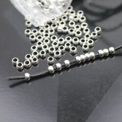 250 Brass beads 4 x 2,8 mm (Ø 2,2 mm)