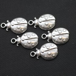 5 Marienkäfer Charms Anhänger 30 x 20 mm