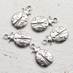 5 Marienkäfer Charms Anhänger 30 x 20 mm