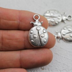 5 Marienkäfer Charms Anhänger 30 x 20 mm