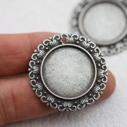 5 Bezel Setstings, Cabochon Pendants 34 mm (Ø 2.5 mm)