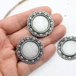 5 Bezel Setstings, Cabochon Pendants 34 mm (Ø 2.5 mm)