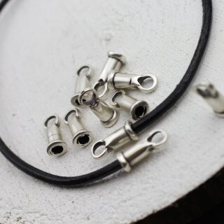 10 Endkappen 21 x 7 mm ( 4,5 mm), Altsilber