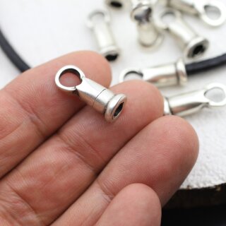 10 Endkappen 21 x 7 mm ( 4,5 mm), Altsilber
