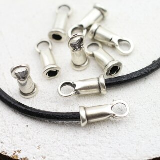 10 Endkappen 21 x 7 mm ( 4,5 mm), Altsilber