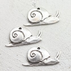 5 Snail Charms Pendants 45x27 (Ø 2 mm)