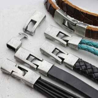 5 Verschlsse fr Lederarmband 34x12mm ( 9x4 mm) altsilber