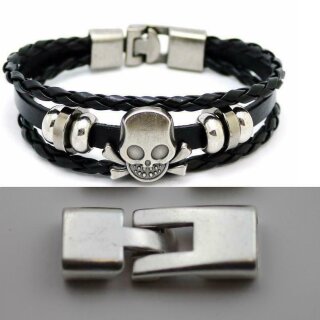 5 Verschlsse fr Lederarmband 34x12mm ( 9x4 mm) altsilber