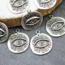 5 Evil Eye Charms 24 mm (Ø 2 mm)