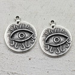 5 Evil Eye Charms 24 mm (Ø 2 mm)