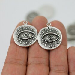 5 Evil Eye Charms 24 mm (Ø 2 mm)