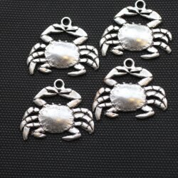 5 Crab Charms 38x32 (Ø 3 mm)