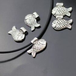 10 Fish Pendants Charms 21x17 mm Ø 2mm handicraft supplies DIY jewelry findings